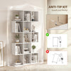 5-Tier Bookshelf, S Shaped Geometric Bookcase with 15 Compartments, White Wood Grain