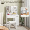 Vanity Set with Mirror and Stool, Makeup Vanity Table with Storage Drawer, Cabinet, Adjustable Shelf for Bedroom, White