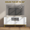 Modern TV Console for TVs up to 50 Inch, Entertainment Center with Smart RGB LED Lights and Soft Close Doors, White