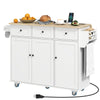 Kitchen Island on Wheels with Drop Leaf, Charging Station, Rolling Kitchen Cart with Wood Top, Adjustable Shelf