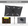 6.5x10ft Patio Umbrella Tilt Aluminum Outdoor Market Parasol with Solar Powered LEDs, Crank - Dark Grey