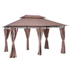 10' x 13' Patio Gazebo, Outdoor 2-Tiers Garden Canopy Yard Sunshade Shelter with Curtains