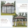 10' x 10' Double Tier Garden Gazebo Canopy Outdoor Sunshade Tent Anti-UV Roof with Metal Frame, Coffee