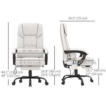 6-Point Vibration Massage Chair, Height Adjustable Reclining Computer Chair with Retractable Footrest, Brown