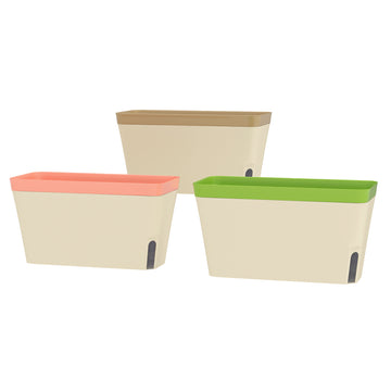 3 Pack Self Watering Flower Pots, 10.5 Inch Planter Box with Water Level Indicator for Vegetables, Succulents Plants