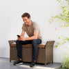 2-In-1 Outdoor Storage Bench, 29 Gallon Wicker Deck Box with Handles and Cushion, Tan