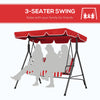3-Seater Outdoor Porch Swing with Adjustable Canopy, Patio Swing Chair for Garden, Poolside, Backyard, Red