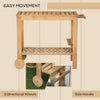 Outdoor Bar Cart, Wood Rolling Home Bar & Serving Cart with 2 Shelves, Wine Bottle Holders for Garden, Dining Room, Natural