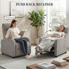 Corduroy Home Theater Seating, Push Back Recliner Chair with Padded Seat for Living Room, Grey