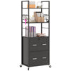 Mobile Filing Cabinet 2 Drawer File Cabinet with Key Adjustable Hanging Bar for Letter A4 and Legal Size Black