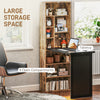 Fold-out Convertible Office Desk, Wall Mount Computer Desk with Blackboard and Side Shelf, Rustic Brown