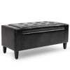 Storage Ottoman Bench, PU Leather Upholstered Bench with Tufted Design, Black