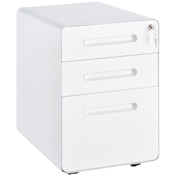 Lockable File Cabinet, Steel Filing Cabinet on Wheels for Legal, A4, Letter Size, Home Office