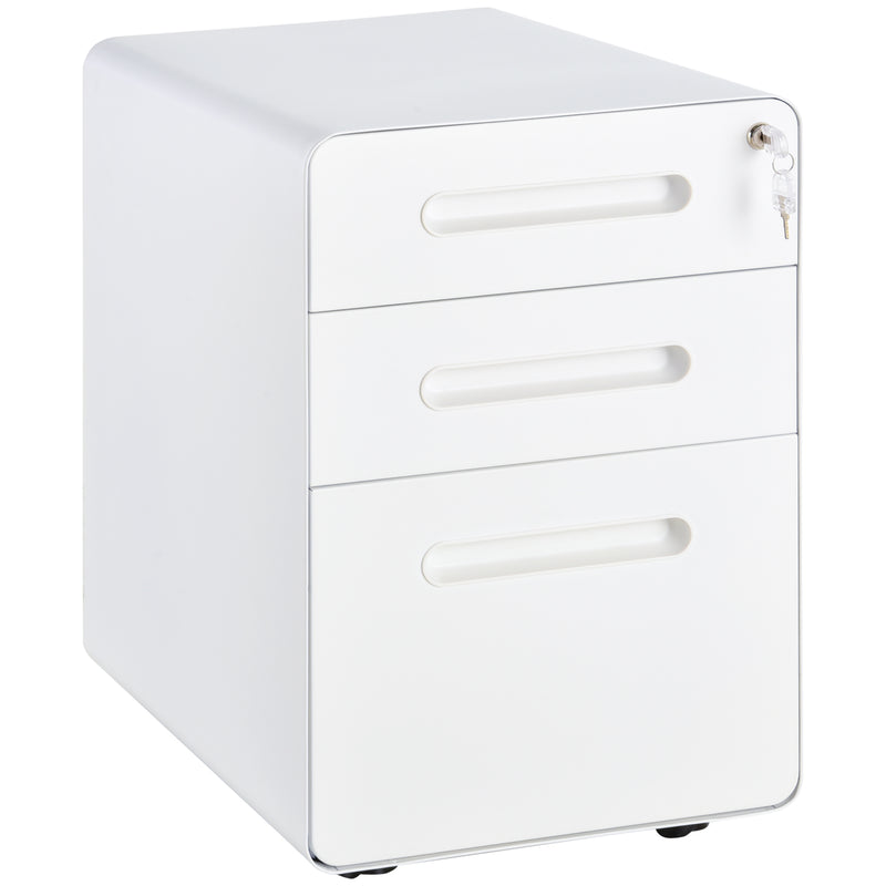 Lockable File Cabinet, Steel Filing Cabinet on Wheels for Legal, A4, Letter Size, Home Office