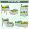 2 Piece Raised Garden Bed PP Raised Flower Bed Vegetable Herb Grow Box Stand Light Grey