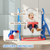 Qaba 4-in-1 Slide and Swing Set with Basketball Hoop, Climber, for Ages 1.5-4 Boys Girls Toddler, Rocket Themed, Dark Blue