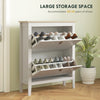 Narrow Shoe Cabinet with 2 Flip Drawers, Adjustable Shelves for Entryway, Holds 10-14 Pairs, White