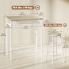 3 Piece Counter Height Bar Table Set with 1 Table, 2 Matching Stools, Dining Table Set with Storage Shelf and Metal Frame Footrest, White and Oak