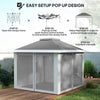 11' x 11' Pop Up Gazebo, Double Roof Foldable Height Adjustable Canopy Tent with Mesh Sidewalls, Carrying Bag, Dark Grey