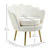 Modern Accent Chair, Velvet-Touch Fabric Leisure Club Chair with Gold Metal Legs for Bedroom, Cream White