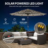 9.3 ft Patio Umbrella with Solar LED Lights, Cover, 3 Tier Outdoor Market Table Parasol with Tilt, Crank, Khaki