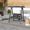 2-Seater Outdoor Porch Swing with Adjustable Canopy, Patio Swing Chair for Garden, Poolside, Backyard, Black