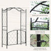 7FT Metal Garden Arch with Gate Climbing Planter Frame Backyard Decor for Vines Morning Glory Black
