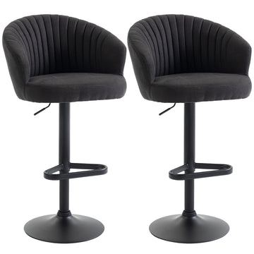 Ensemble de 2 tabourets de bar pivotants à hauteur de comptoir avec dossier, repose-pieds, hauteur réglable, Beige
