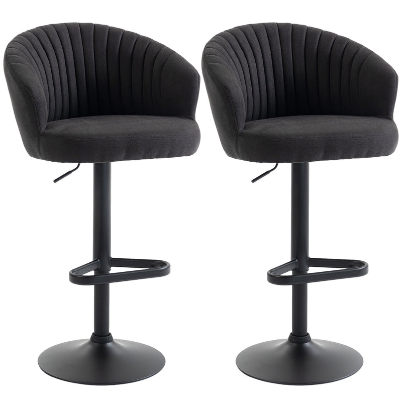 Bar Stools Set of 2, Swivel Counter Height Barstools with Back, Footrest, Adjustable Height, Beige