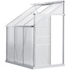 6' x 4' Aluminum Lean-to Greenhouse Polycarbonate Walk-in Garden Greenhouse with Adjustable Roof Vent, Rain Gutter and Sliding Door for Winter
