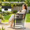 3 Pieces Rocking Bistro Set Outdoor Patio Furniture Set with Side Pockets, Mesh Seat, Cushions, 2-Tier Table, Grey