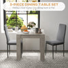 Dining Table Set for 2, Square Kitchen Table and Chairs, Dining Room Table and PU Leather Upholstered Chairs, Grey