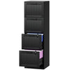 4 Drawer Filing Cabinet with Lock, Office Storage Cabinet with Adjustable Hanging Bars for A4 Letter Size Files, Black