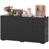 Kitchen Sideboard Storage Cabinet, Modern Coffee Bar with Push-Open Design and 2 Drawers for Living Room, White