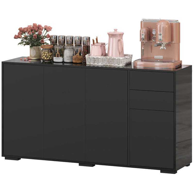 Kitchen Sideboard Storage Cabinet, Modern Coffee Bar with Push-Open Design and 2 Drawers for Living Room, White