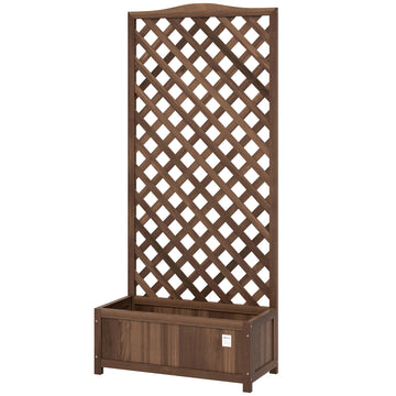 Wood Planter with Trellis, Raised Garden Bed to Grow Vegetables for Backyard, 30