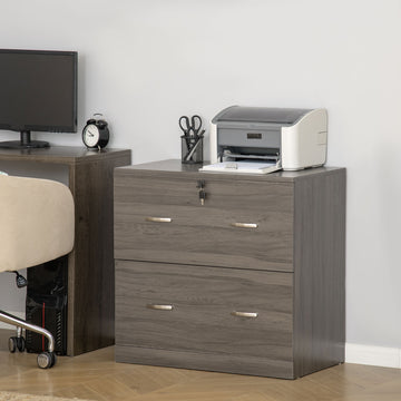 Classeur à 2 tiroirs avec serrure, armoire de classement de bureau, barre de suspension pour format lettre, bureau à domicile, gris