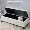 Rectangular Entry Bench, Tufted Upholstered Linen Fabric Wood Feet Storage Ottoman Bench