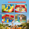 Qaba Bouncy Castle for Kids, Inflatable Bounce House with Slide, Ball Pit, Ring Toss Game, Sunshade and Blower
