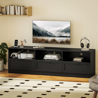 TV Stand with Storage, Modern Entertainment Center with 3 Cabinets and 3 Open Shelves, for TVs up to 85