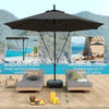 10FT Cantilever Umbrella with Fillable Base, Wind Strap and Cover, Offset Hanging Umbrella with Crank, UPF50+, Grey