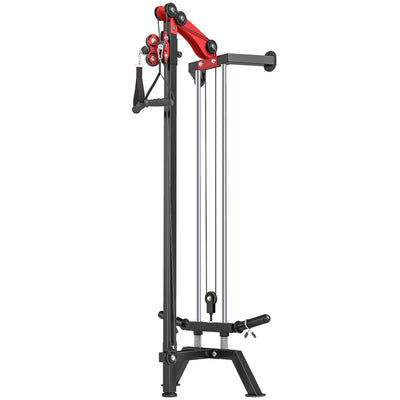 Soozier Wall Mount Cable Station, 16 Positions Adjustable Pulley Machine, Cable Crossover Machine with Lat Pulldown Bar