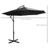 9.7ft Offset Patio UmbrellaCantilever Parasol with Crank Handle, 8 Ribs and Cross Base for Outdoor, Sun Shade, Black