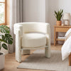 Upholstered Armchair, Sherpa Accent Chair with Lumbar Pillow, Padded Armrests and Thick Cushion, Cream White
