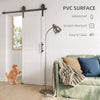 28inx84in Barn Door with 5FT Sliding Door Hardware Kit, Handle, Upgraded Rollers and Floor Guide, Waterproof, White