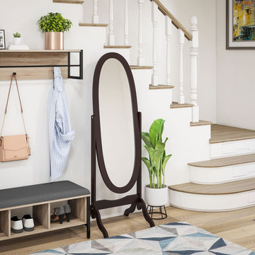 Floor Standing Mirror Full Length Mirror with Adjustable Angle Oval Frame for Dressing Room Bedroom Living Room Coffee