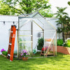 6' x 12' x 6.5' Walk-in Greenhouse, Polycarbonate Greenhouse with Adjustable Roof Vent, Base, Sliding Door, Silver