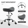 Saddle Stool, Height Adjustable Rolling Salon Chair with PU Leather for Massage, Spa, Clinic, Beauty and Tattoo, Grey