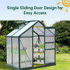 Greenhouse Garden, Green House, Outdoor Greenhouse Kit, PC Board with Sliding Door, 6.2' x 4.3' x 6.6'