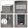 9'x6.3'Garden Storage Outdoor Shed w/ Floor Foundation Outdoor Yard Metal Tool Storage House Grey White